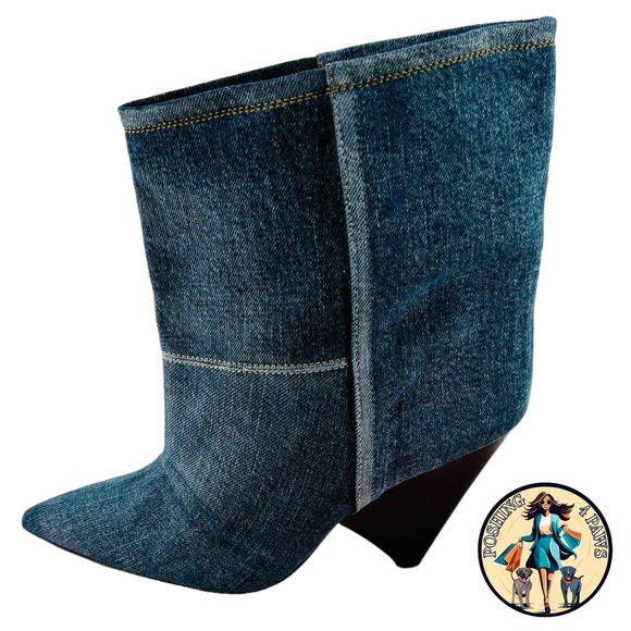 Isabel Marant Miyako Patchwork Denim Y2K Ankle Boot in Dark Blue Womens Size 11 - Picture 14 of 15